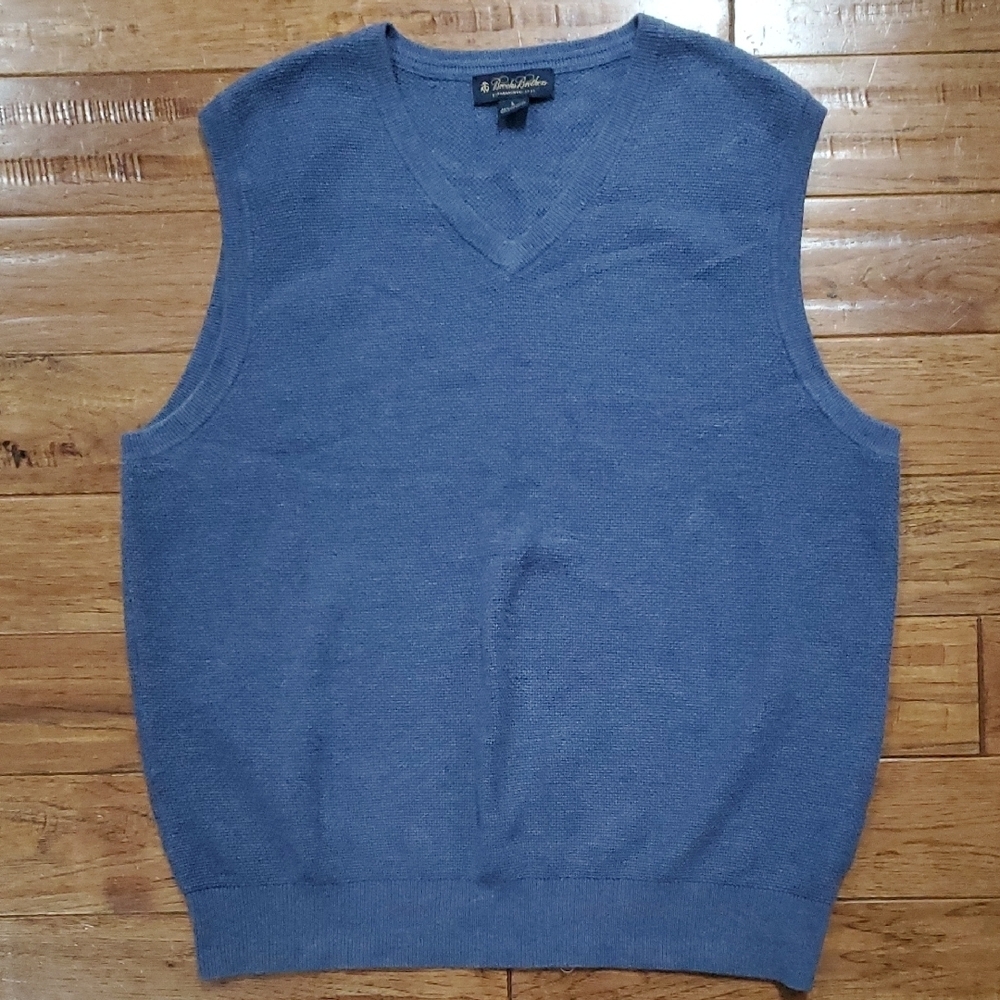 Brooks Brothers Cotton Cashmere Blend Blue Knit Vest